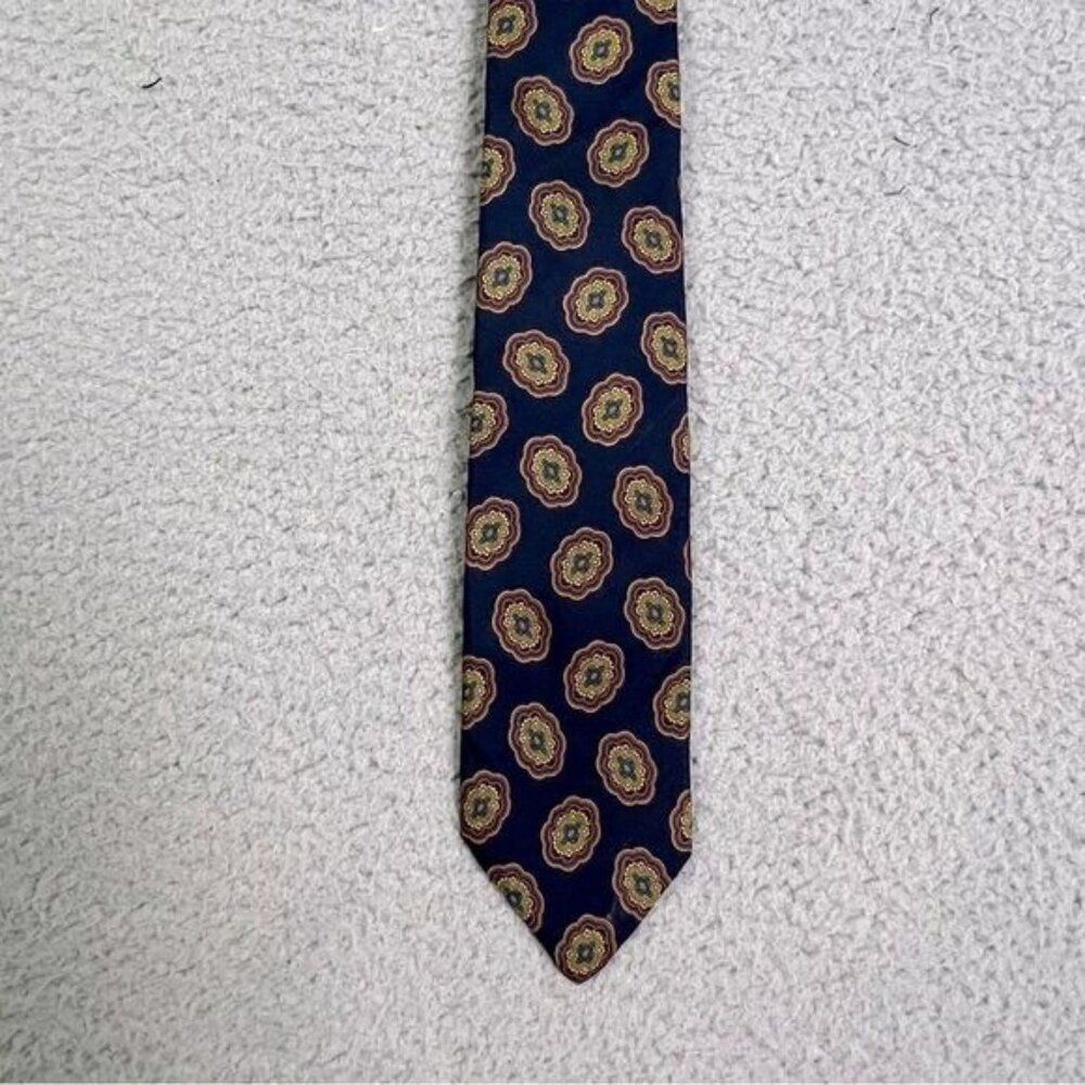 BROOKS BROTHERS MENS VINTAGE SILK TIE BLUE WITH DESIGN